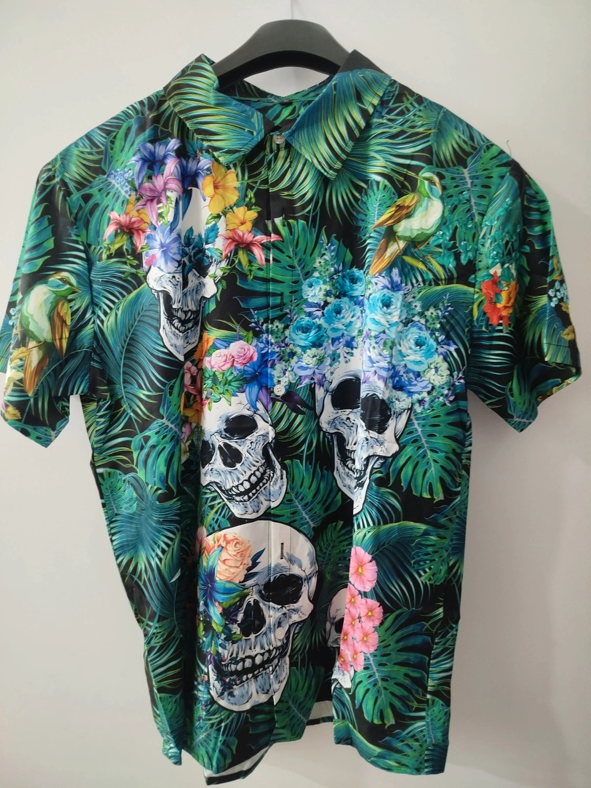 Camisa Aloha Hombre Estampada Calaveras Flores – sin marca – taille M 2