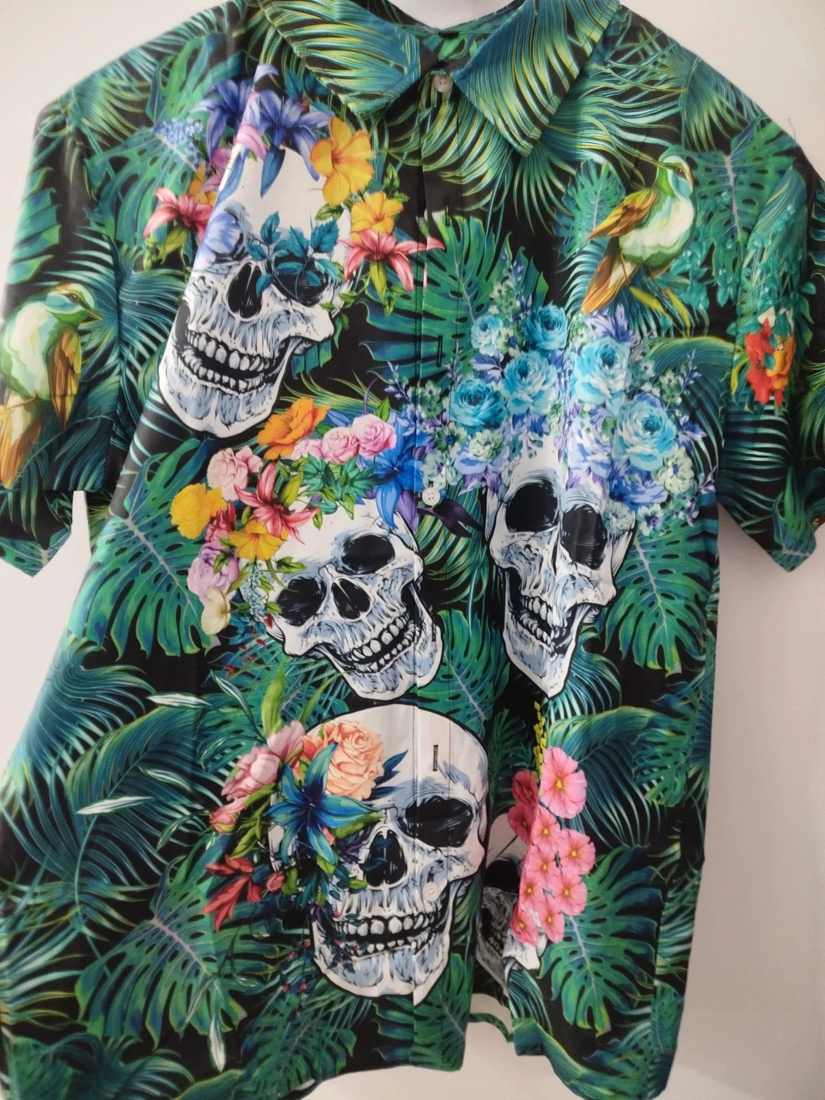 Camisa Aloha Hombre Estampada Calaveras Flores – sin marca – taille M 3