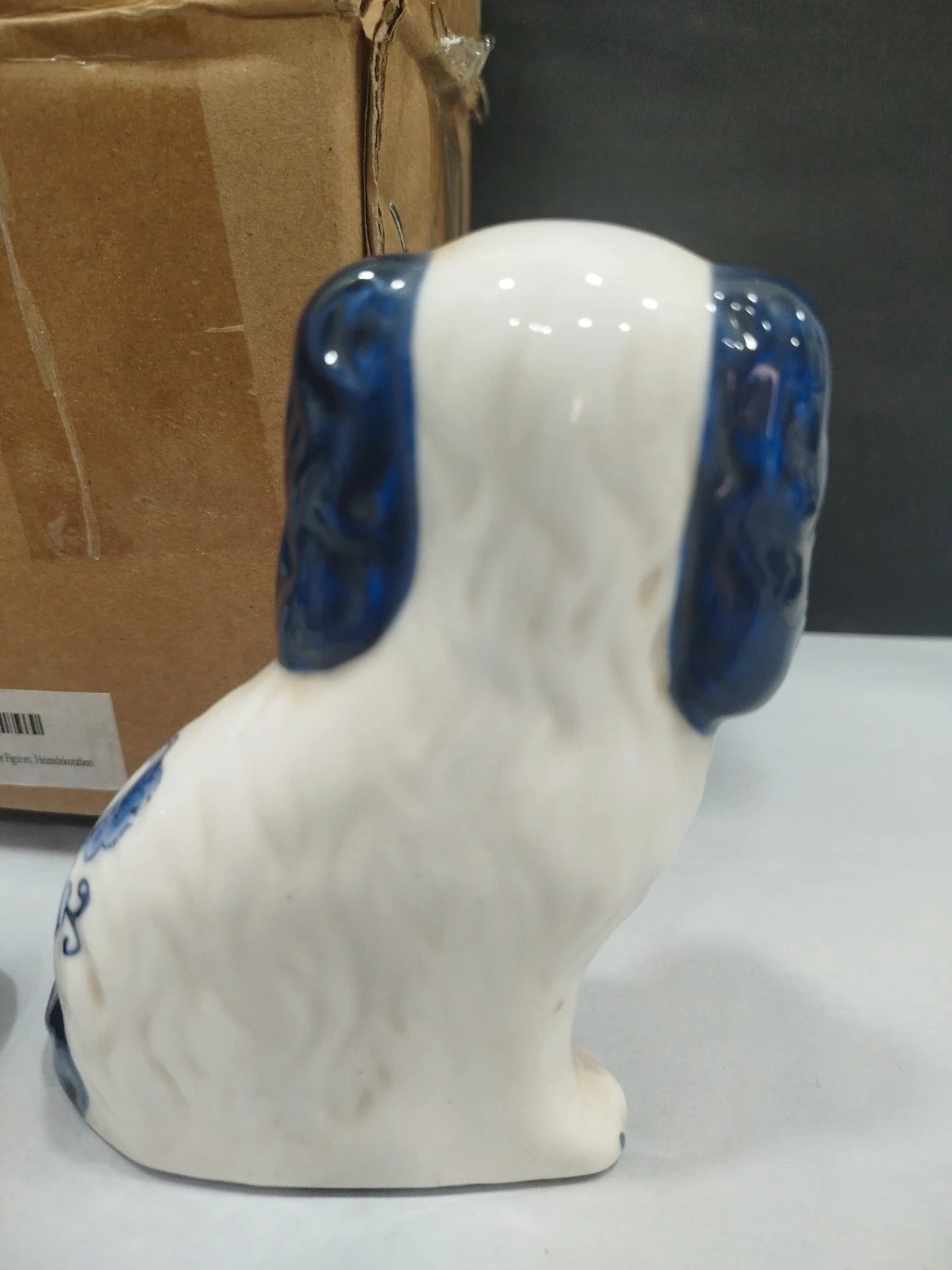 Figuritas de perro porcelana pintadas a mano en azul y blanco par – decorativo – synwish 5