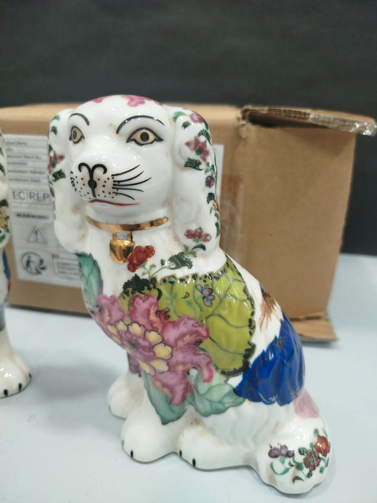 Figuritas decorativas de porcelana pintadas a mano perro spaniel par 15cm vintage – 15cm – synwish 3
