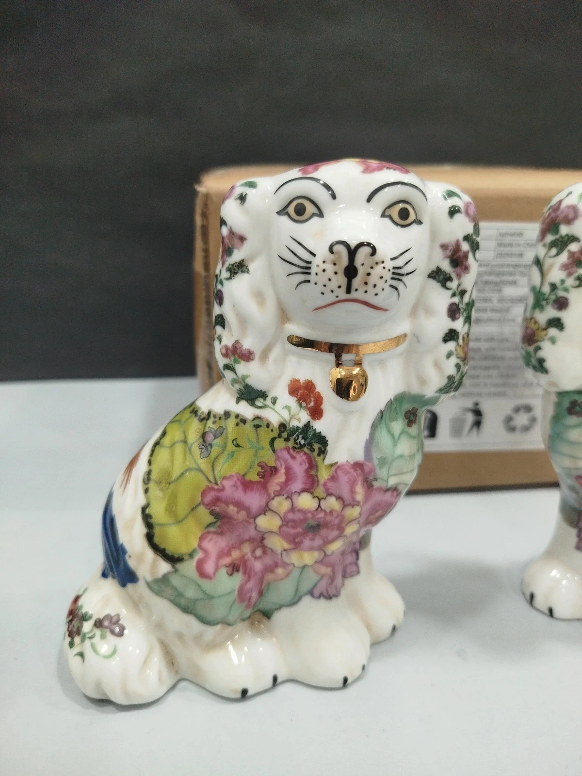 Figuritas decorativas de porcelana pintadas a mano perro spaniel par 15cm vintage – 15cm – synwish 2