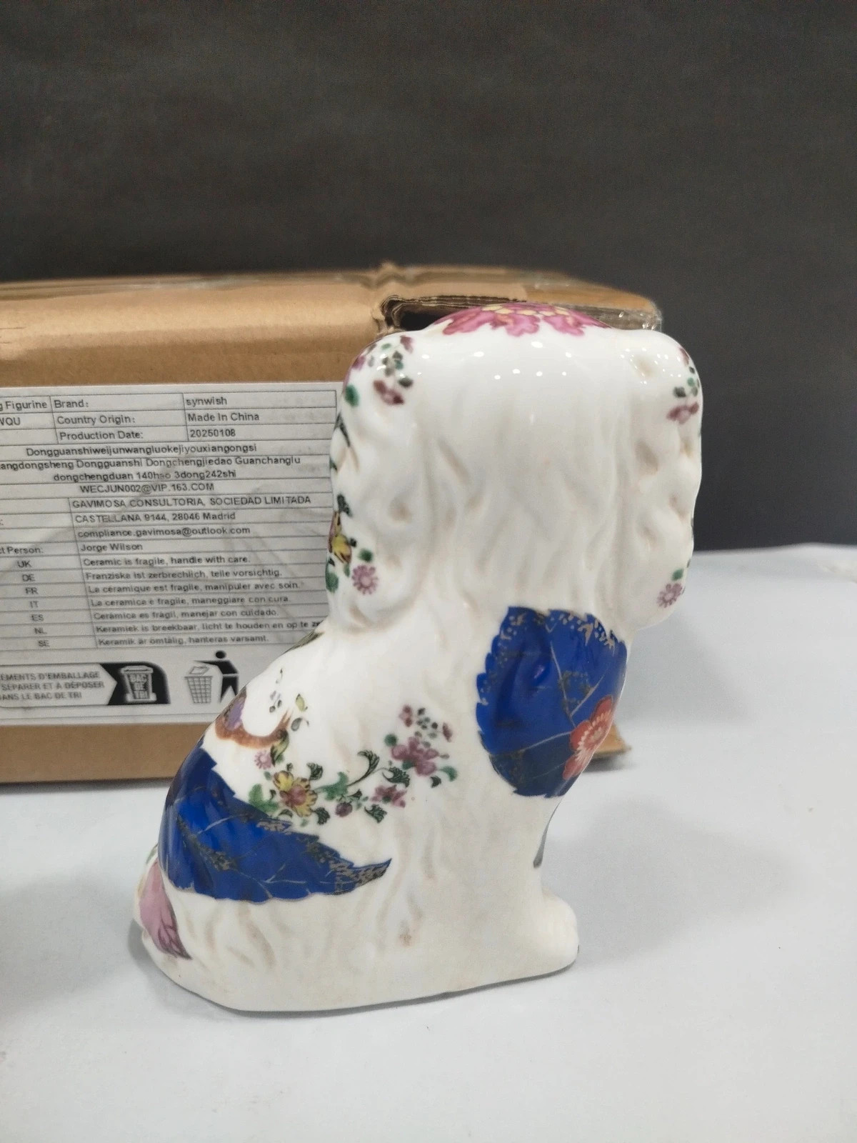 Figuritas decorativas de porcelana pintadas a mano perro spaniel par 15cm vintage – 15cm – synwish 4