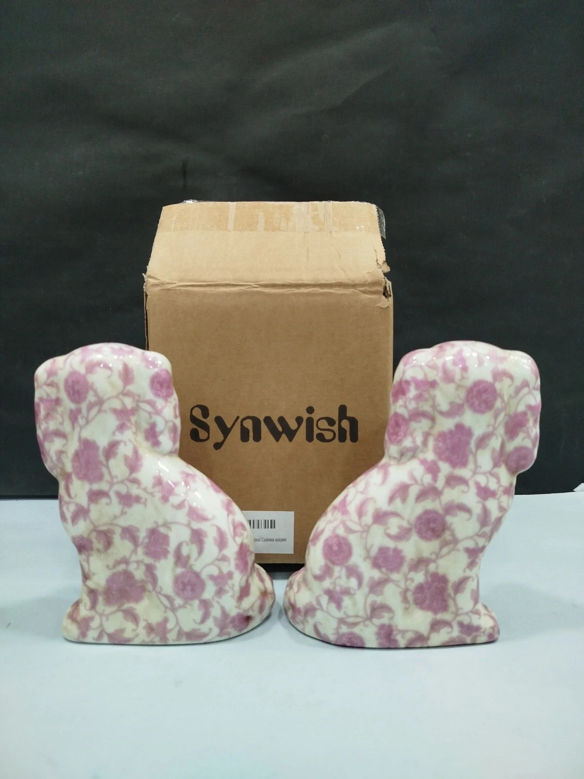 Figuritas de porcelana spaniel pintadas a mano Pareja Decoración floral – 15cm – synwish 4