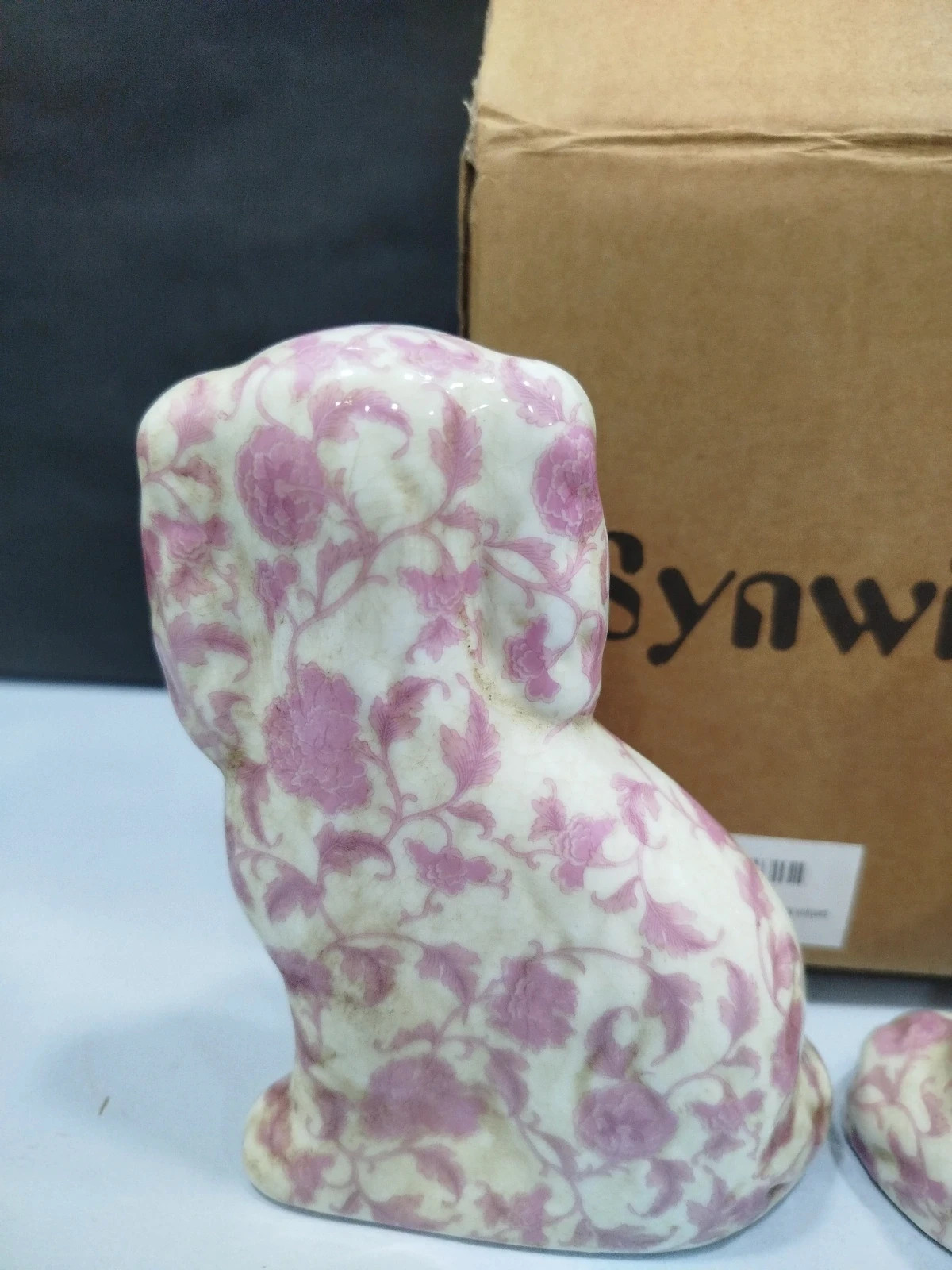 Figuritas de porcelana spaniel pintadas a mano Pareja Decoración floral – 15cm – synwish 5