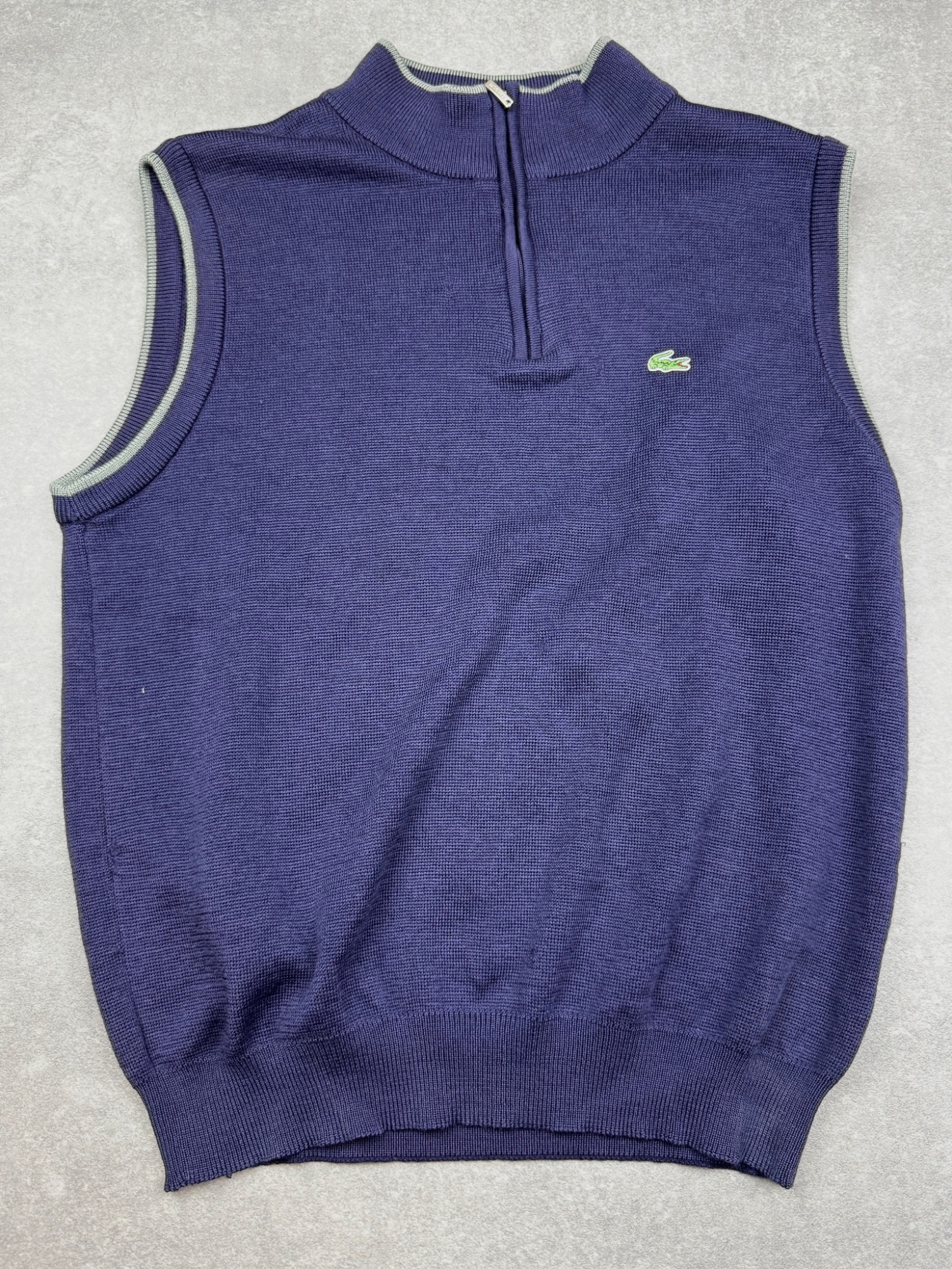 Pull sans manches Lacoste vintage col camionneur zippé bleu marine homme – S