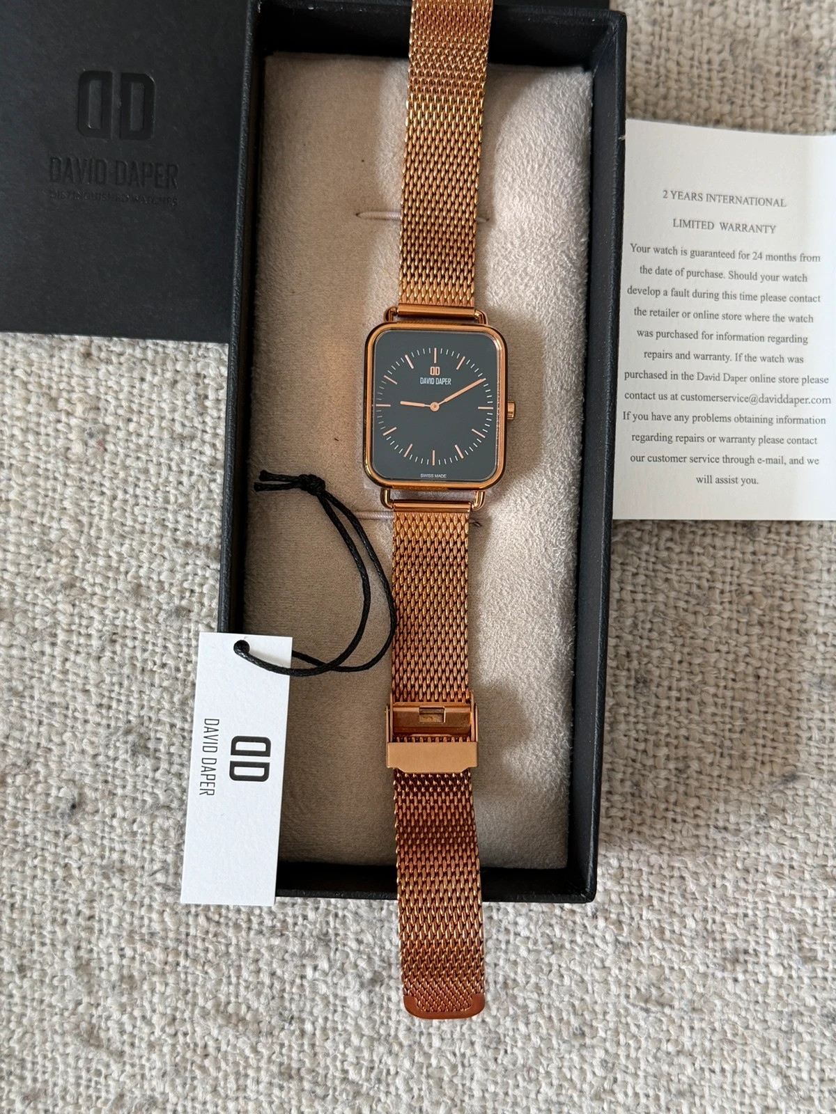 Montre David Daper /Or Rose & Cadran Noir (Swiss Made) – David Daper – taille 39–42 mm 2