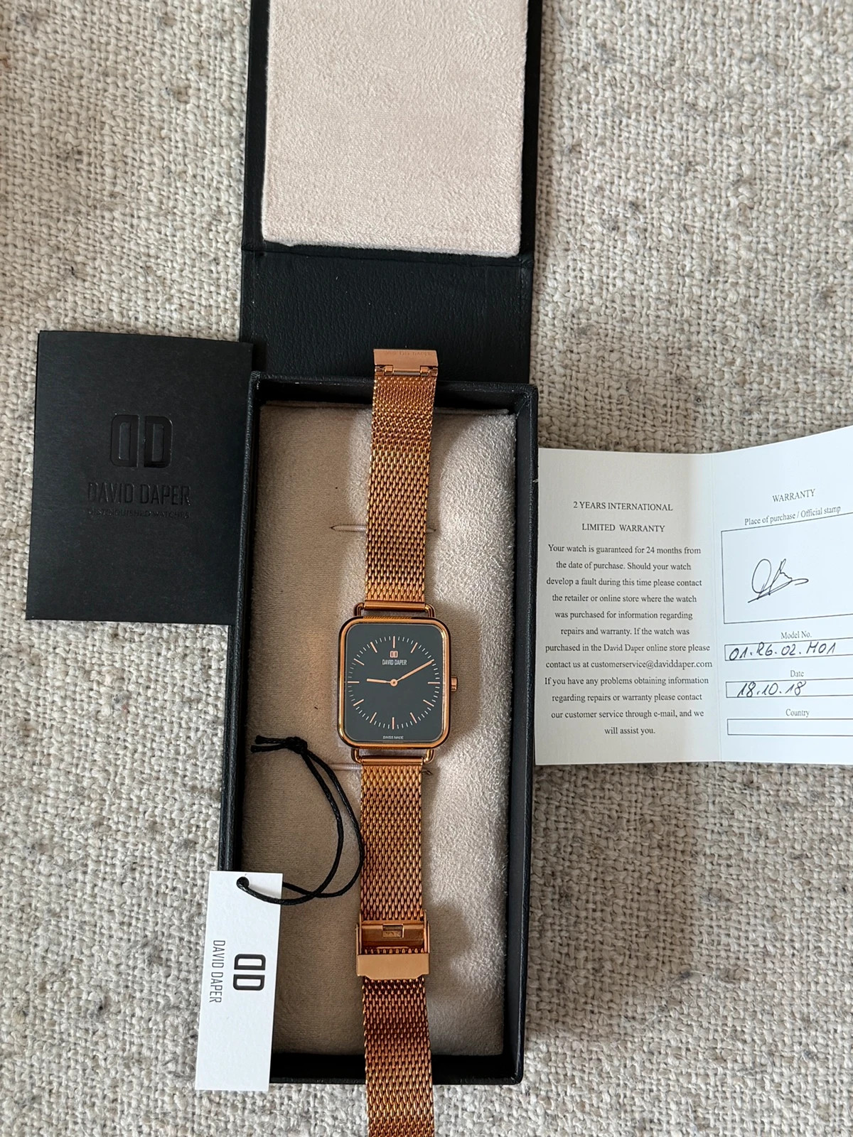 Montre David Daper /Or Rose & Cadran Noir (Swiss Made) – David Daper – taille 39–42 mm 5