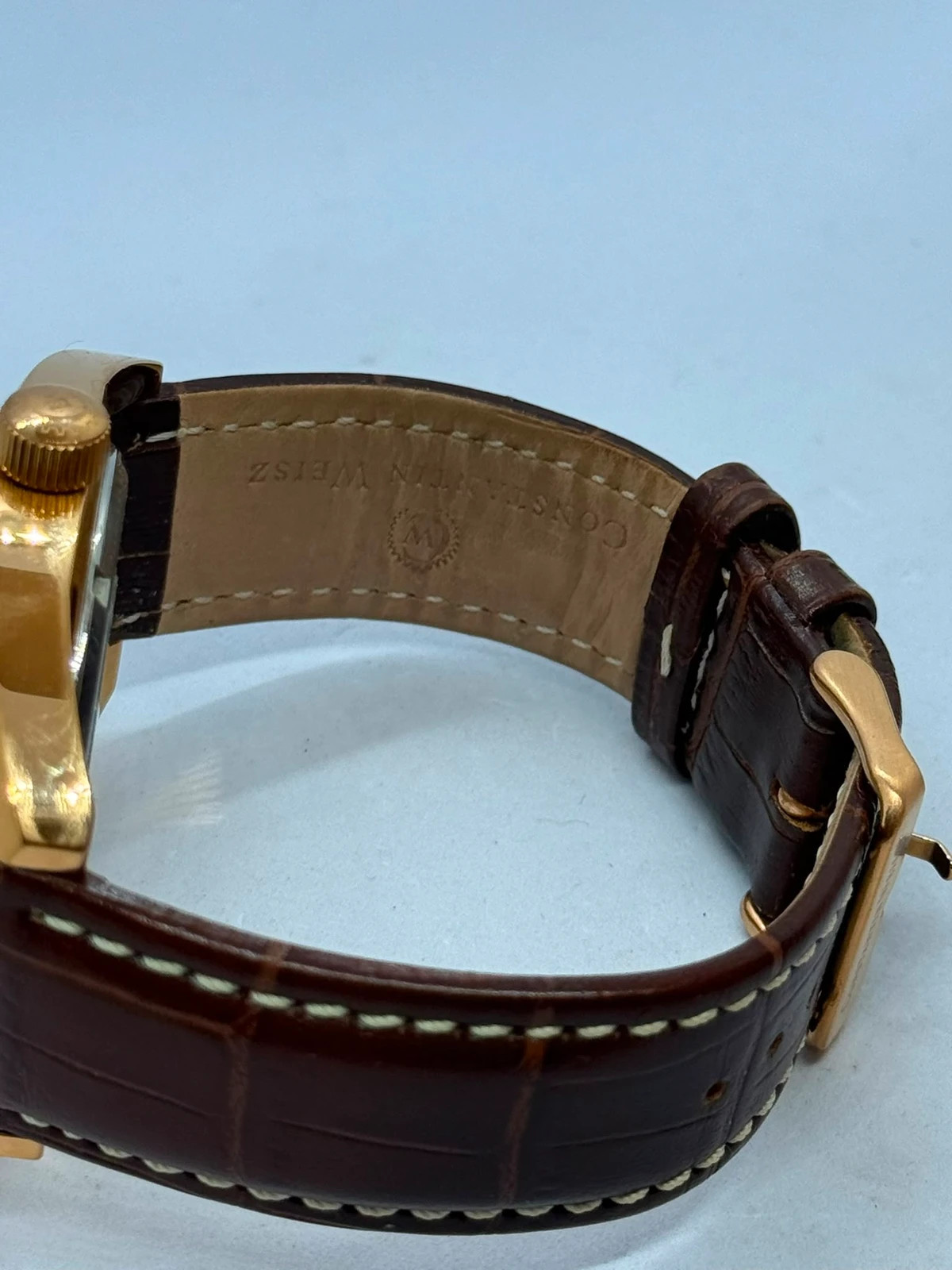 Montre automatique Constantin Weisz /Boîtier dorée & Bracelet cuir marron (Très bon état) – Constantin Weisz – taille 43–46 mm 5