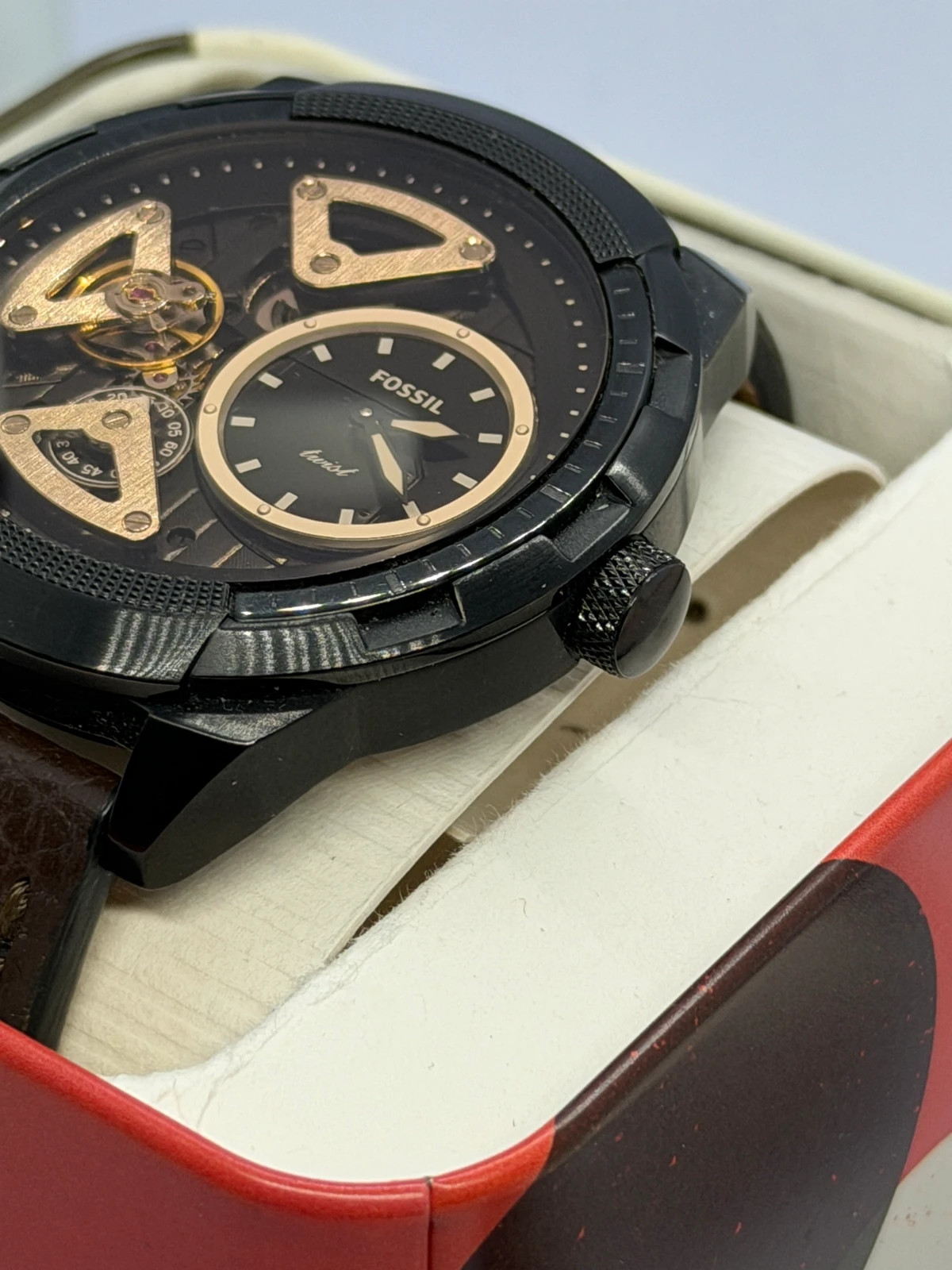 Montre Fossil Twist ME1172 squelette automatique , Très bon état avec boîte – Fossil – taille 47 mm et plus 4