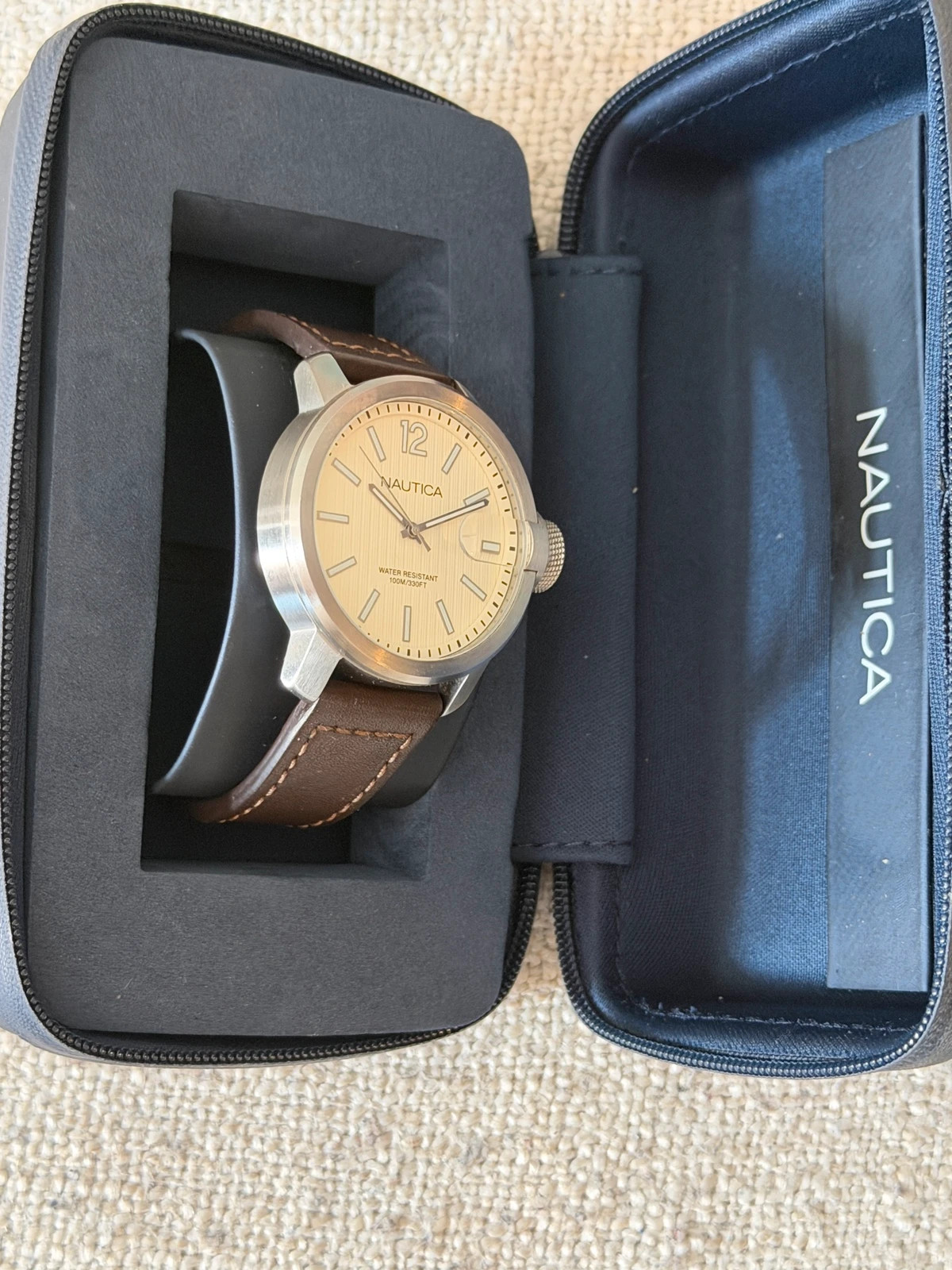 Montre homme Nautica originale, Bracelet cuir marron État impeccable – Nautica – taille 43–46 mm 3
