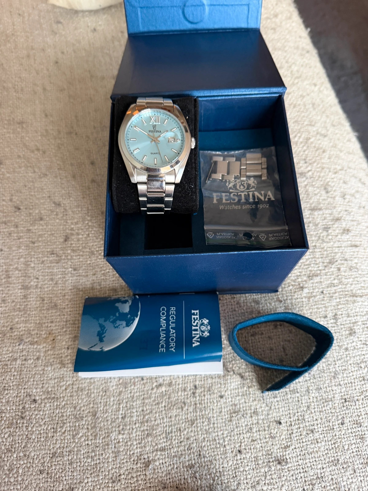 Montre Festina F20707 cadran bleu glacier Boîte d'origine et maillons fournis – Festina – taille 39–42 mm 2