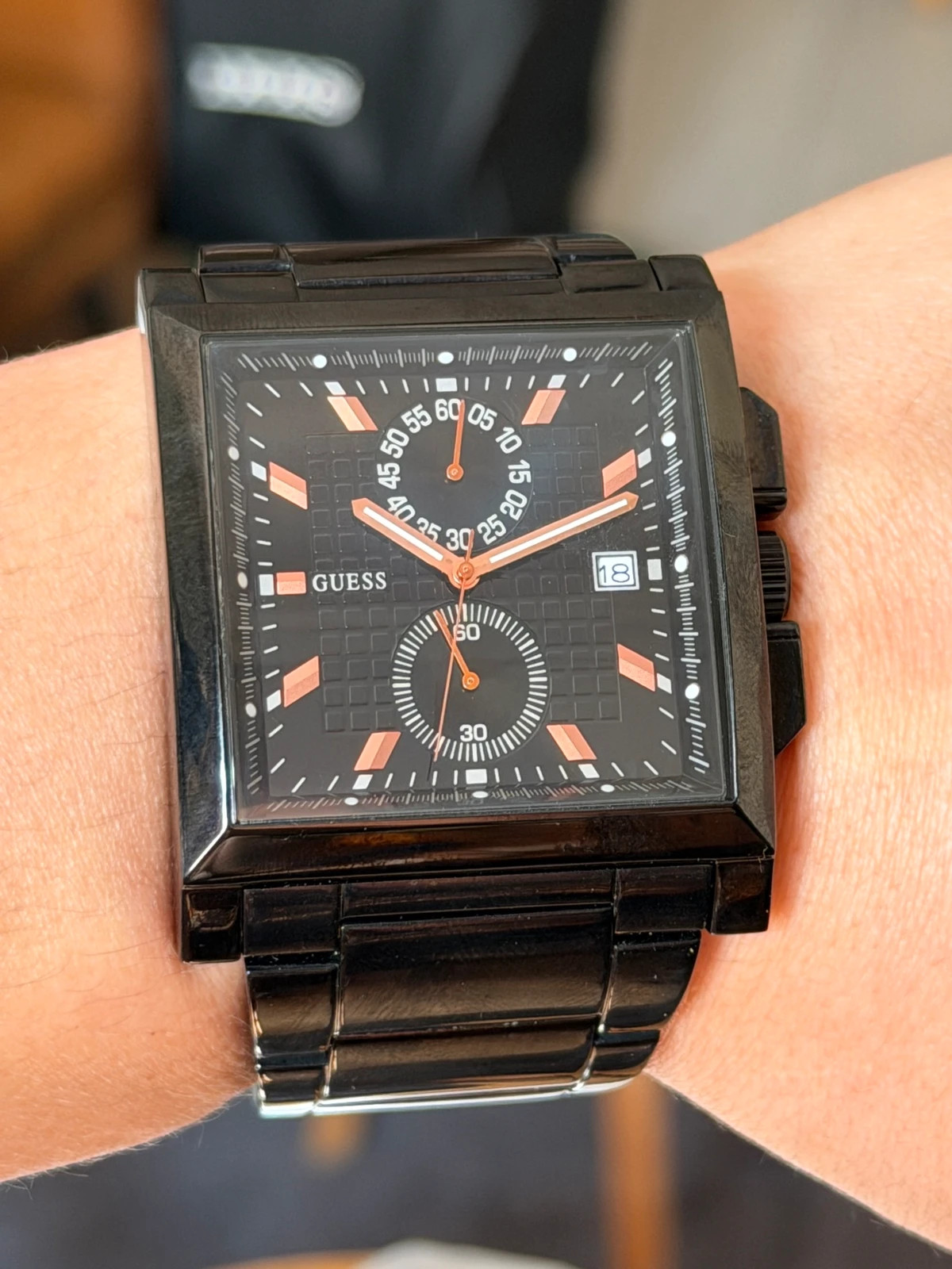 🔥 Montre Homme GUESS W19513G1 Chrono Acier Noir & Or Rose - TBE 🔥 – GUESS – taille 43–46 mm 3