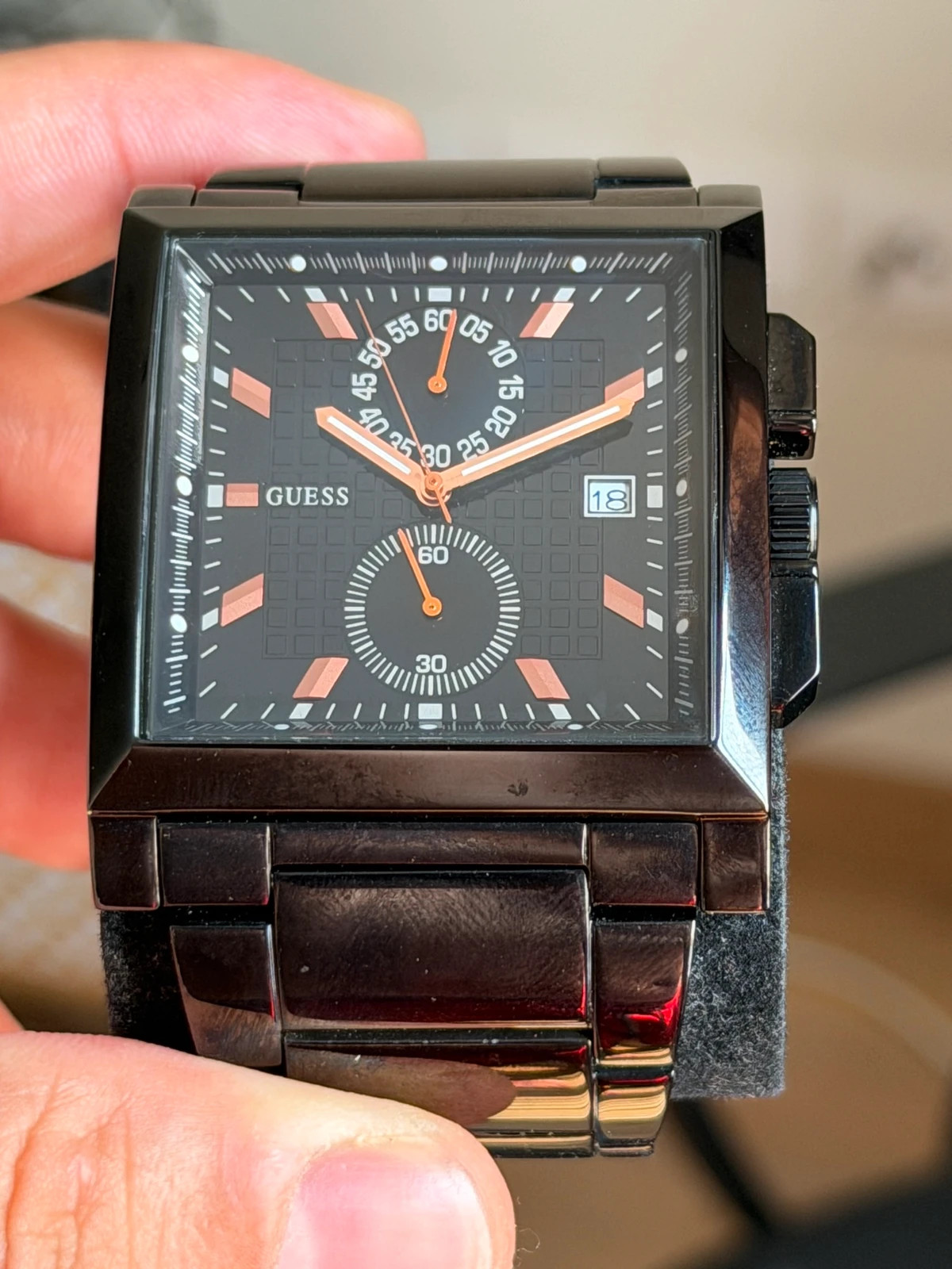 🔥 Montre Homme GUESS W19513G1 Chrono Acier Noir & Or Rose - TBE 🔥 – GUESS – taille 43–46 mm 5