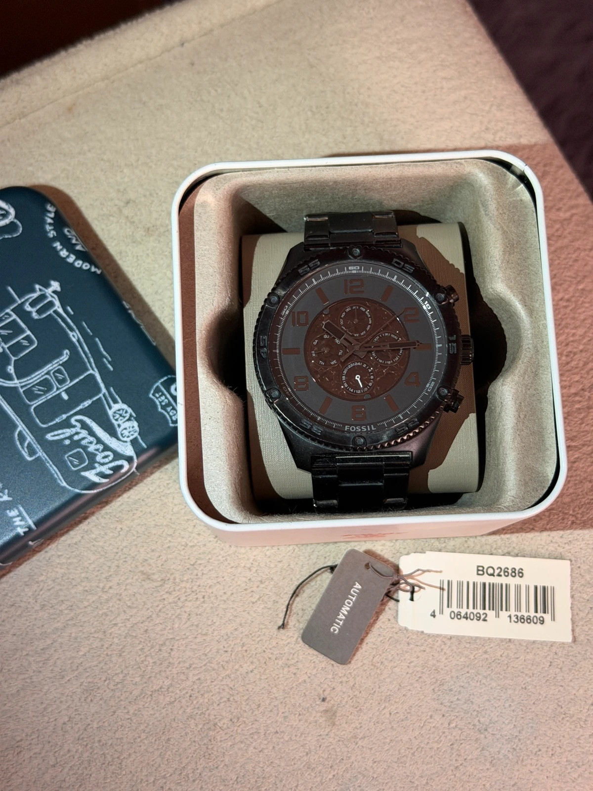 Montre Automatique Fossil BQ2686 – Full Black (Très Bon État) – Fossil – taille 47 mm et plus 3