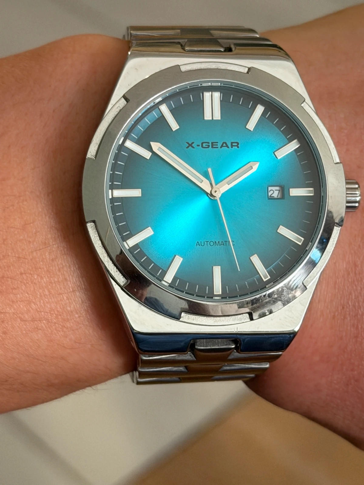 Montre automatique X-GEAR - Cadran bleu turquoise - Acier inoxydable – x Gear – taille 43–46 mm 3