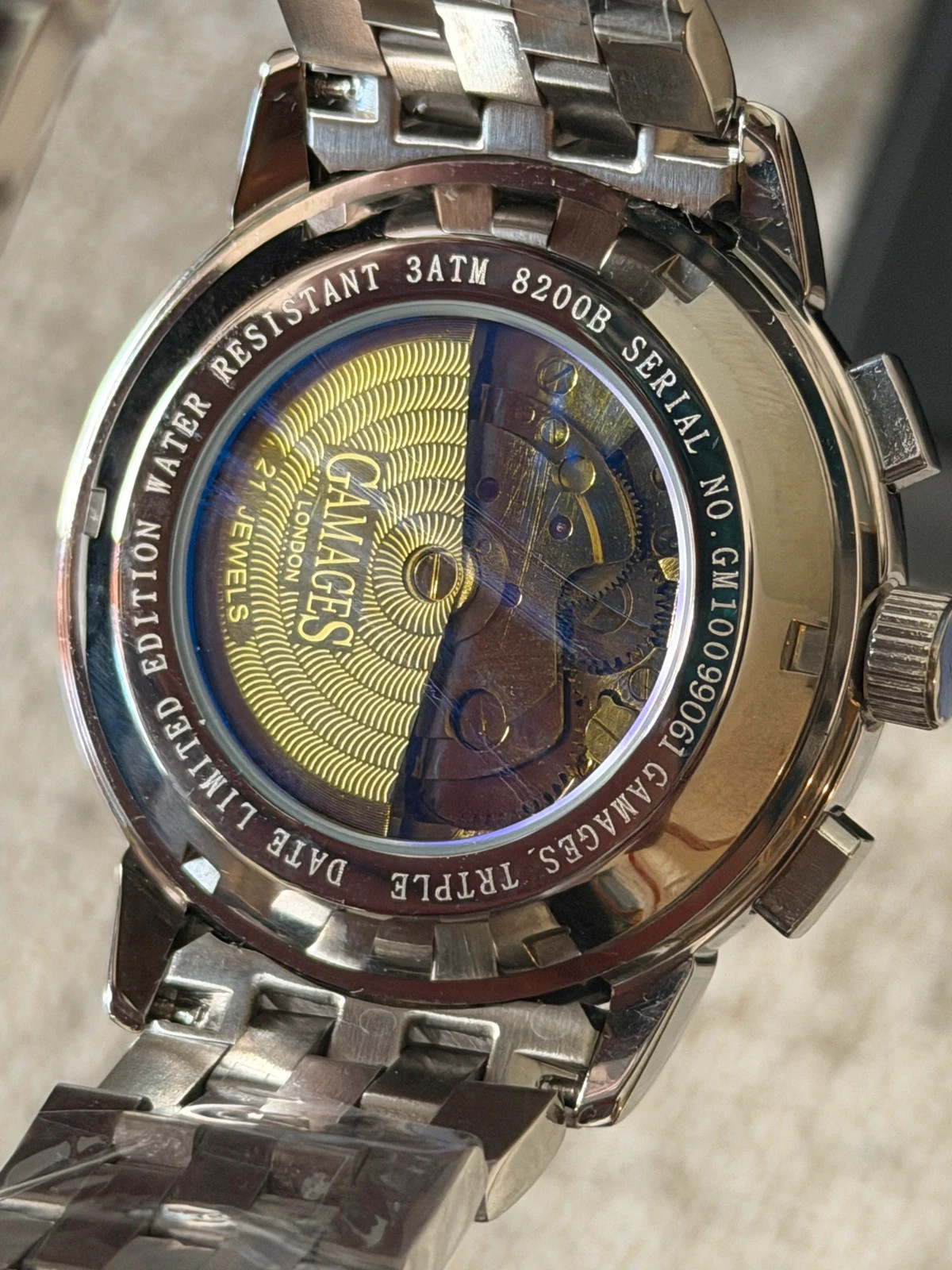 Montre Automatique Gamages London "Triple Date" Neuve – Gamages – taille 43–46 mm 3