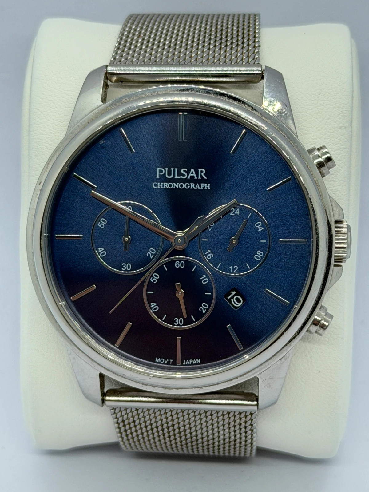 Montre Chronographe Pulsar – Cadran Bleu Nuit & Bracelet Milanais – Pulsar – taille 43–46 mm 2