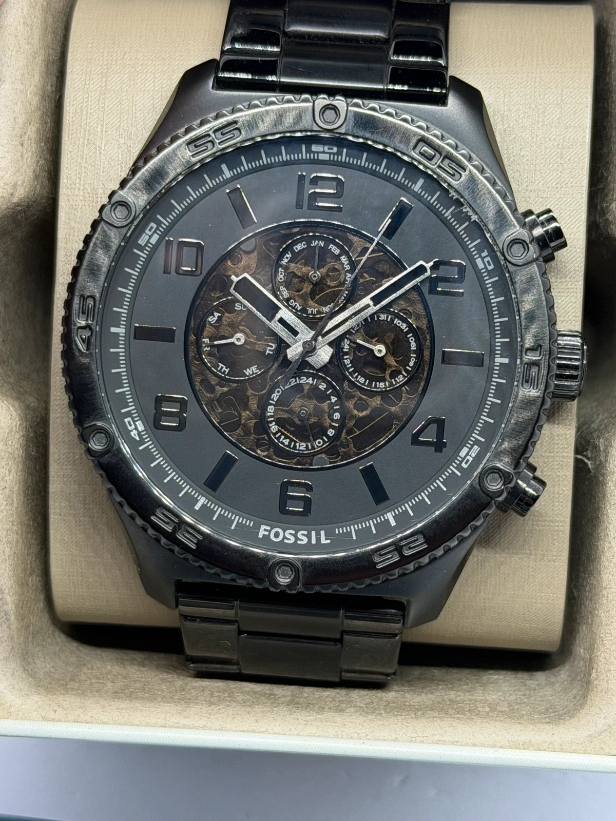 Montre Automatique Fossil BQ2668 - Entièrement Noire (Full Black) – Fossil – taille 47 mm et plus 3