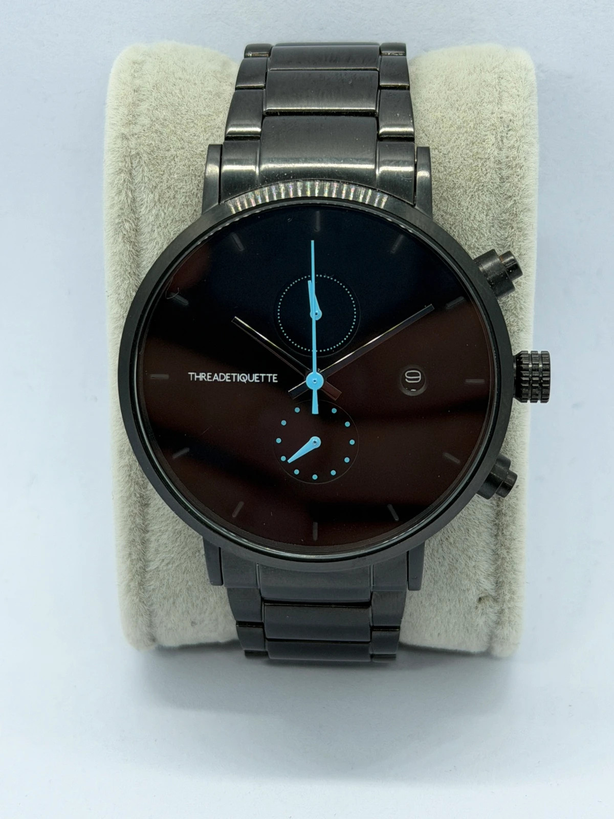 Montre Thread Etiquette - All Black & Détails Bleus - Acier Inoxydable – threadetiquette – taille 39–42 mm 2