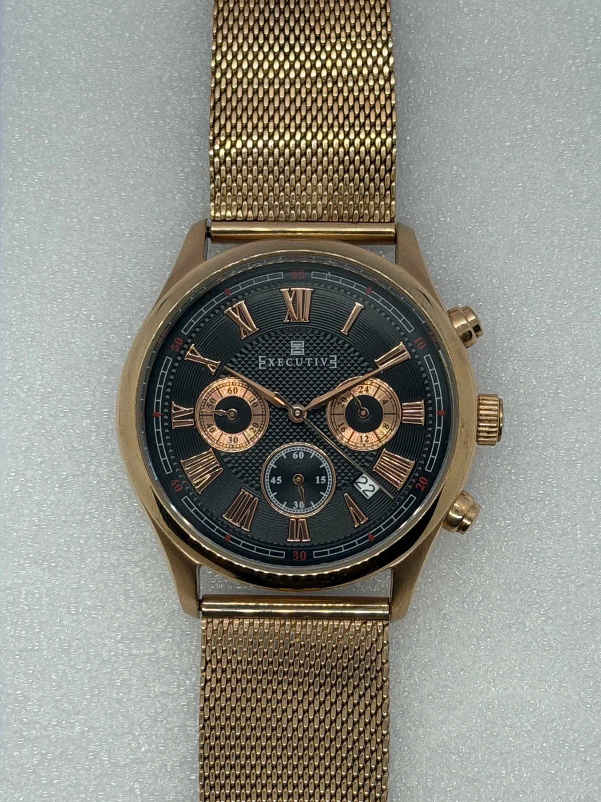 Montre Chronographe Exécutive - Modèle "Blazer" (Doré/Or Rose) – Executive – taille 43–46 mm 3