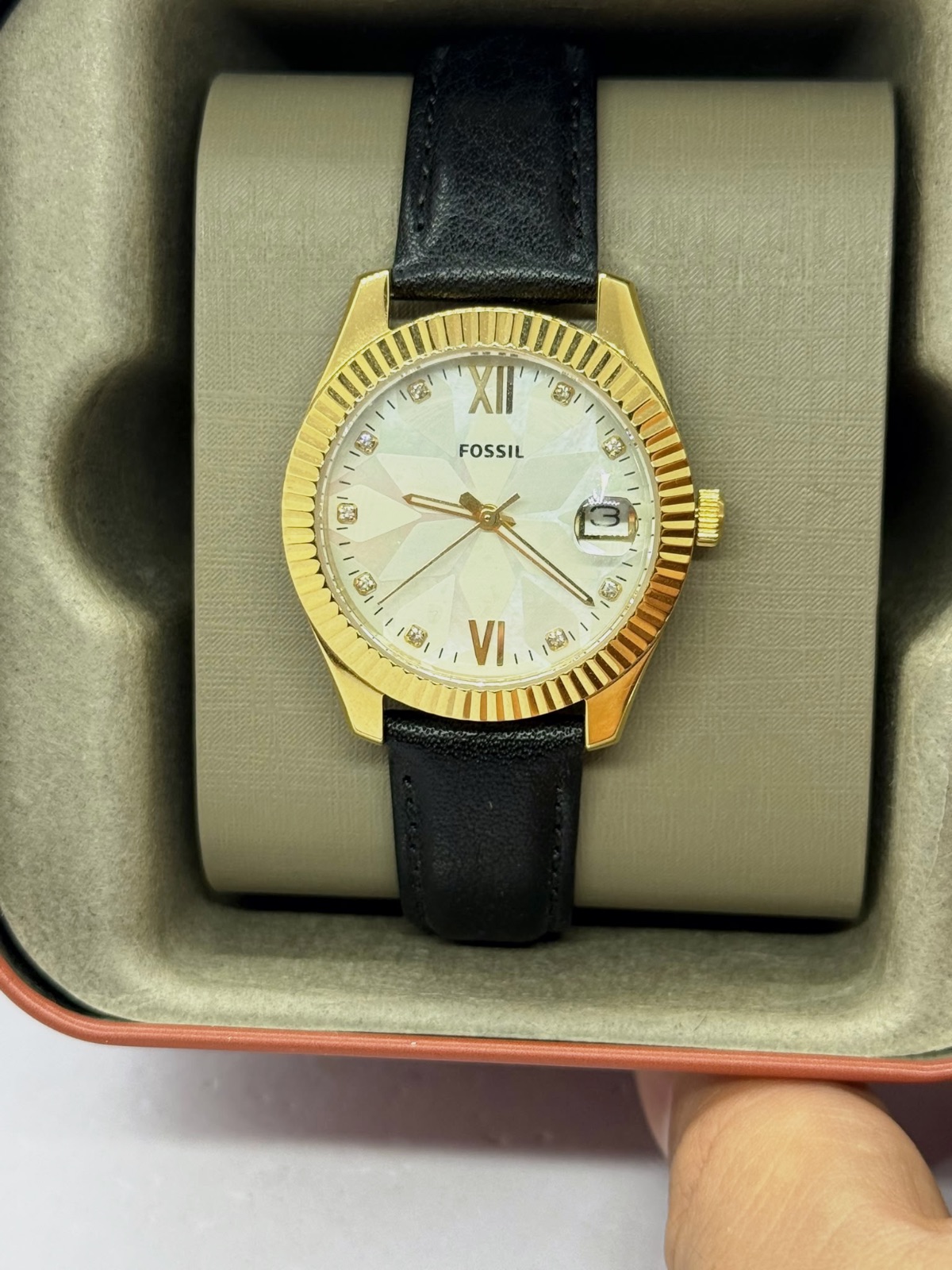 Montre analogique Fossil cadran nacre et bracelet cuir – Fossil – taille Taille unique 4