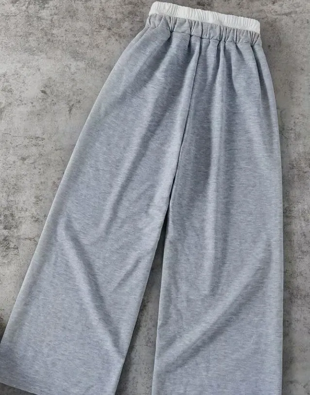Pantalon de jogging gris chiné wide leg, taille élastique effet boxer – Vintage dressing – taille XS 2