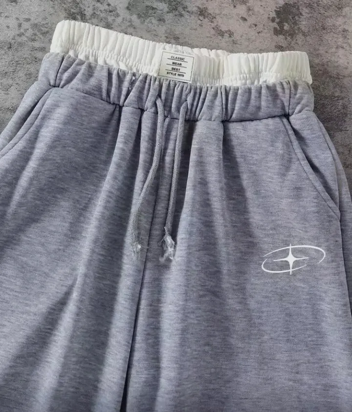 Pantalon de jogging gris chiné wide leg, taille élastique effet boxer – Vintage dressing – taille XS 3