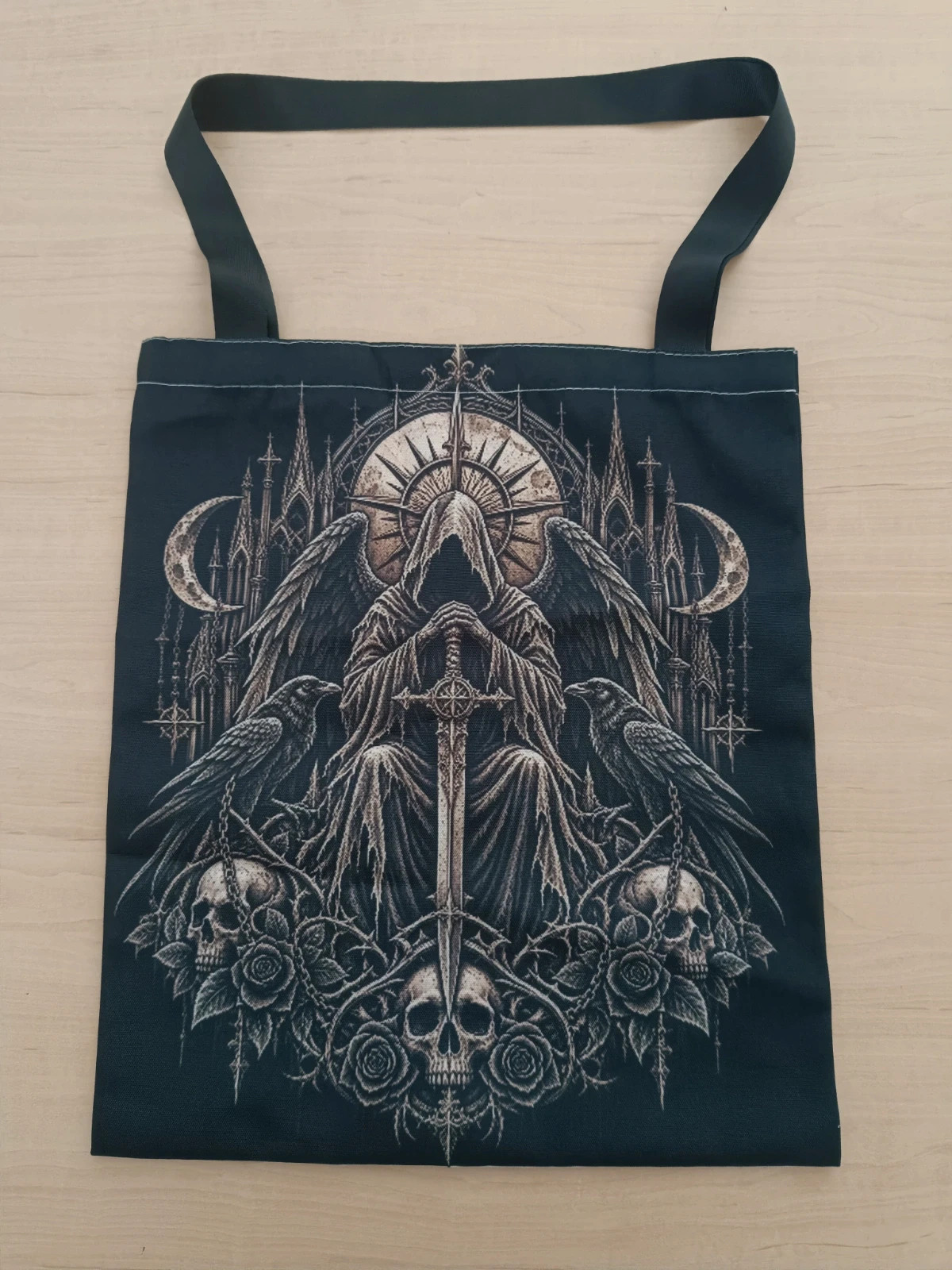 Sac Tote bag impression gothique recto/verso