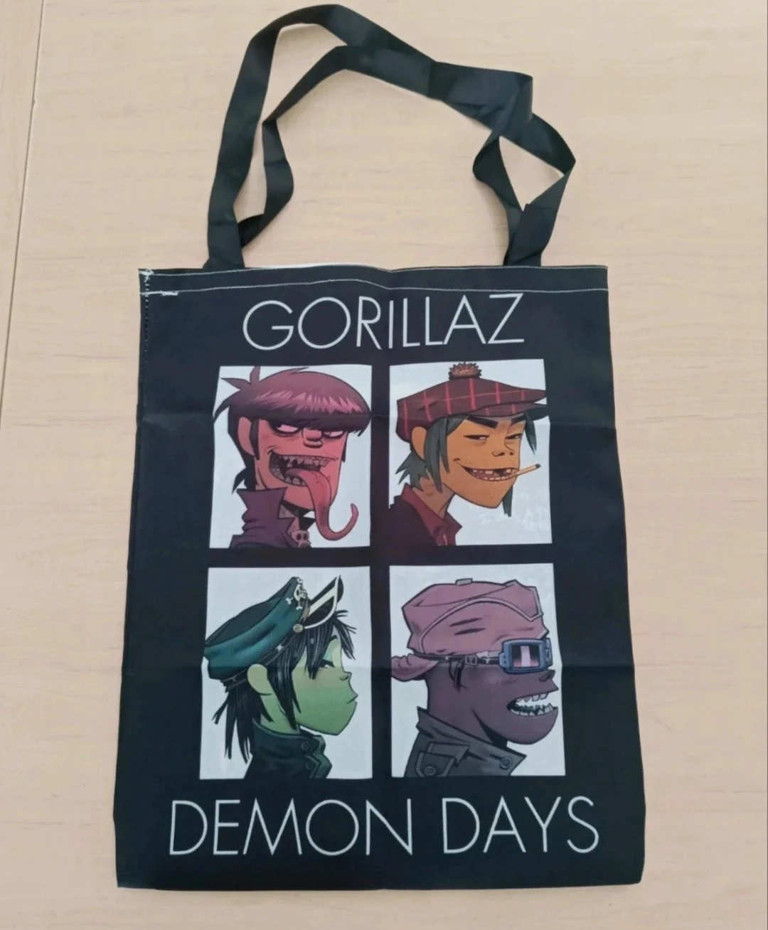 Tote bag Gorillaz Demon Days noir en toile