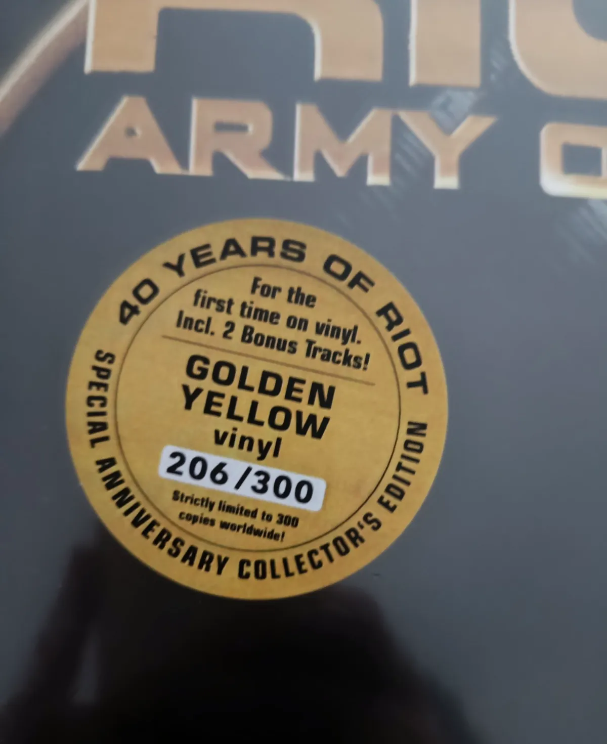 Disque vinyle 2LP Riot Army Of One Édition Limitée 300 ex – Riot 2