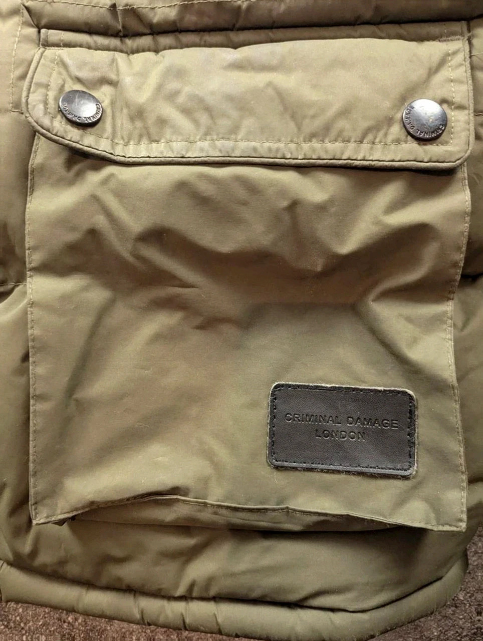 Criminal Damage London Parka Doudoune Kaki Fourrure Streetwear Utility Y2K S – Criminal Damage – taille S 3