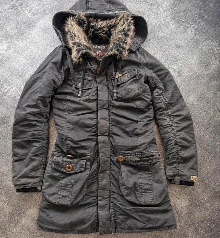 Parka Khujo Vintage GMT Y2K gris anthracite style workwear utility taille S