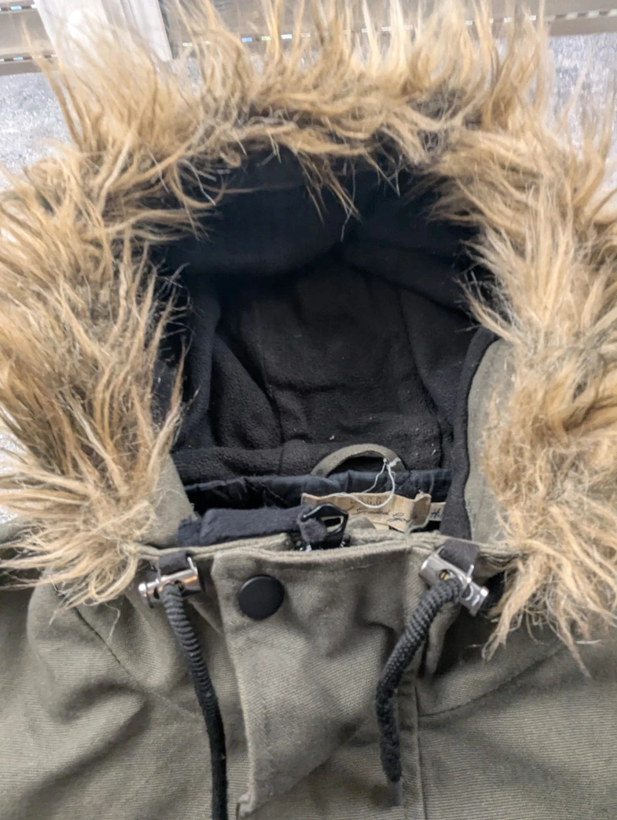 L.O.G.G. H&M veste workwear utility L kaki toile épaisse doublée capuche fourrure – WORKWEAR – taille L 4