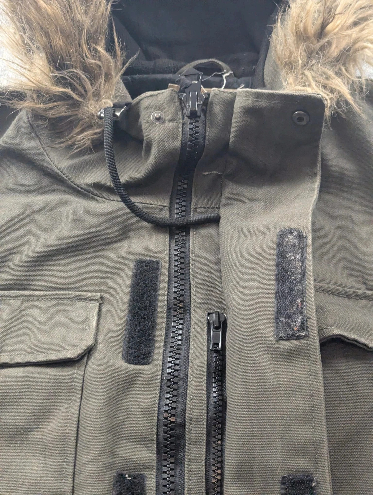 L.O.G.G. H&M veste workwear utility L kaki toile épaisse doublée capuche fourrure – WORKWEAR – taille L 5