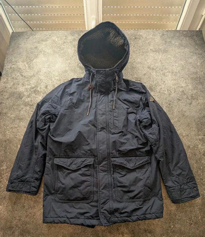 Parka Hollister California homme M bleu marine – veste hiver doublée sherpa à capuche – Hollister – taille M 2