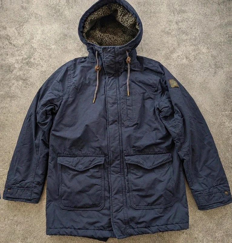 Parka Hollister California homme M bleu marine – veste hiver doublée sherpa à capuche