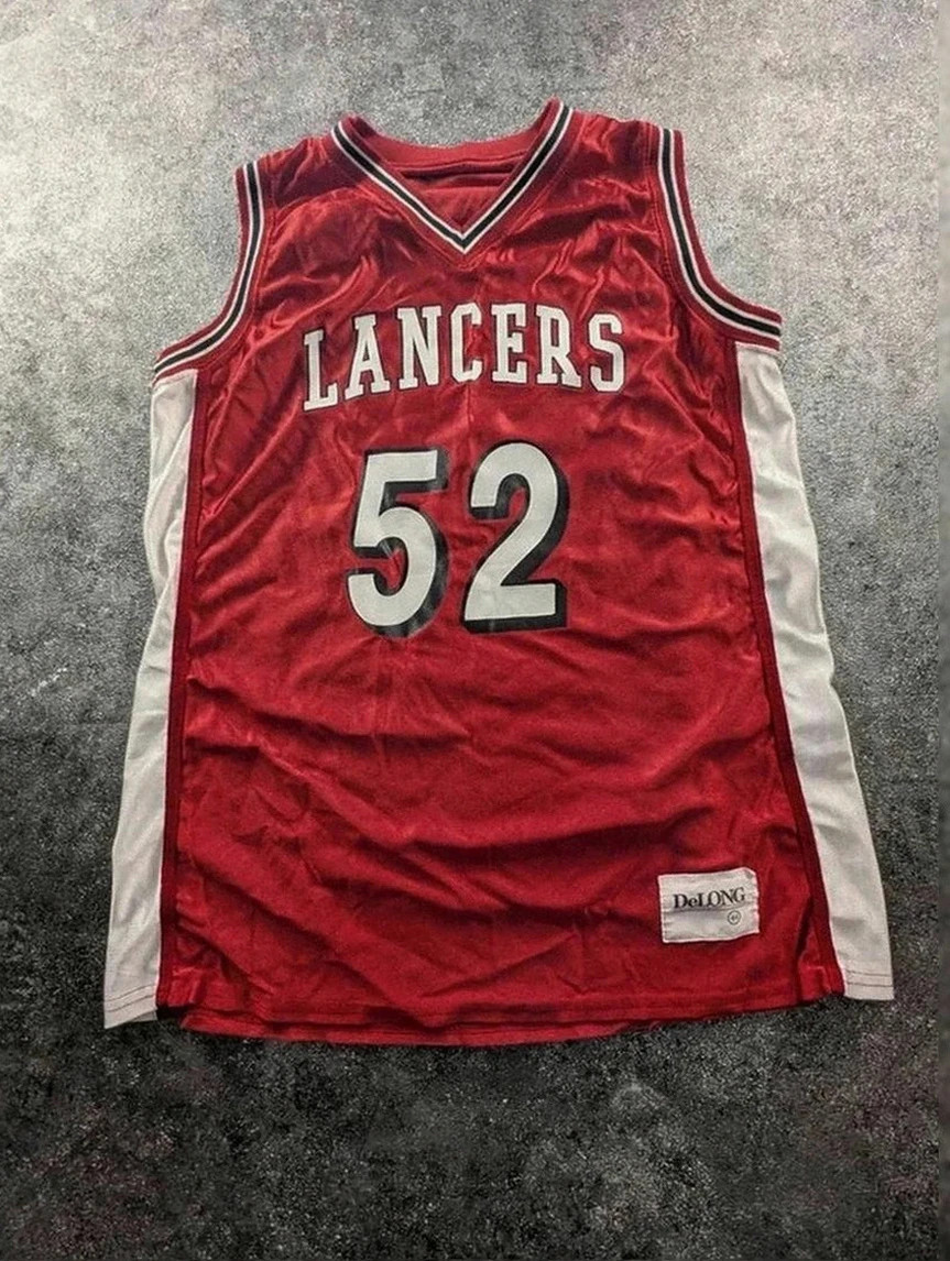 Maillot basketball DeLONG Lancers 52 vintage Usa jersey rouge Xl – Delong – taille XL