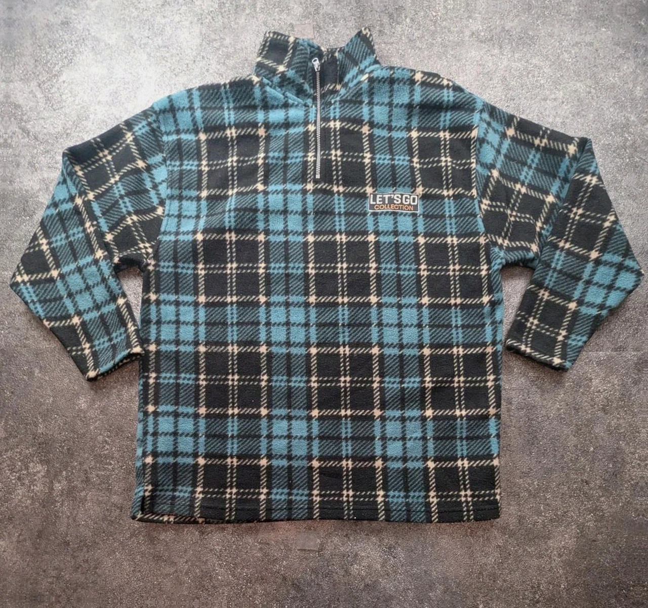 Polaire vintage Let’s Go Collection tartan bleu noir Half Zip – M – Let's Go – taille M 2