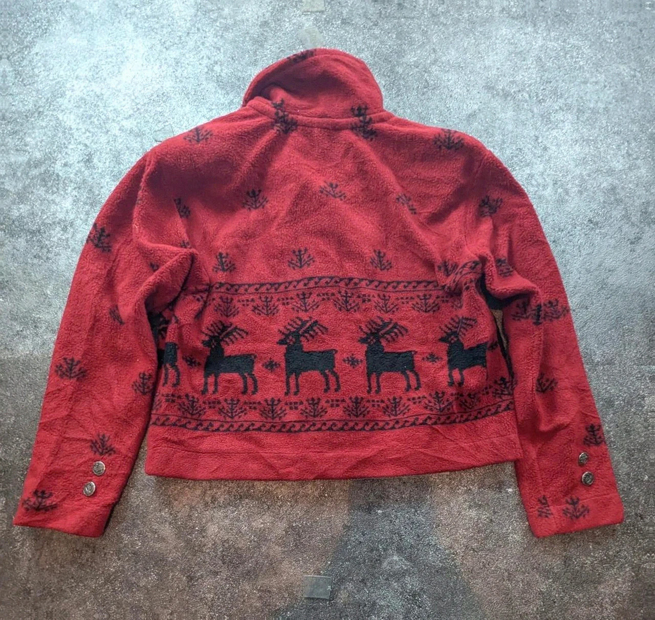 County Clothing Co veste polaire vintage renne nordique bordeaux cropped Made in Canada L – Vintage Dressing – taille L / 40 / 12 3