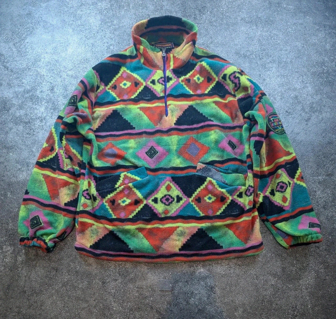 Montgomery Blue 1985 polaire vintage crazy aztec Made in Italy L Xl – Montgomery – taille XL 4