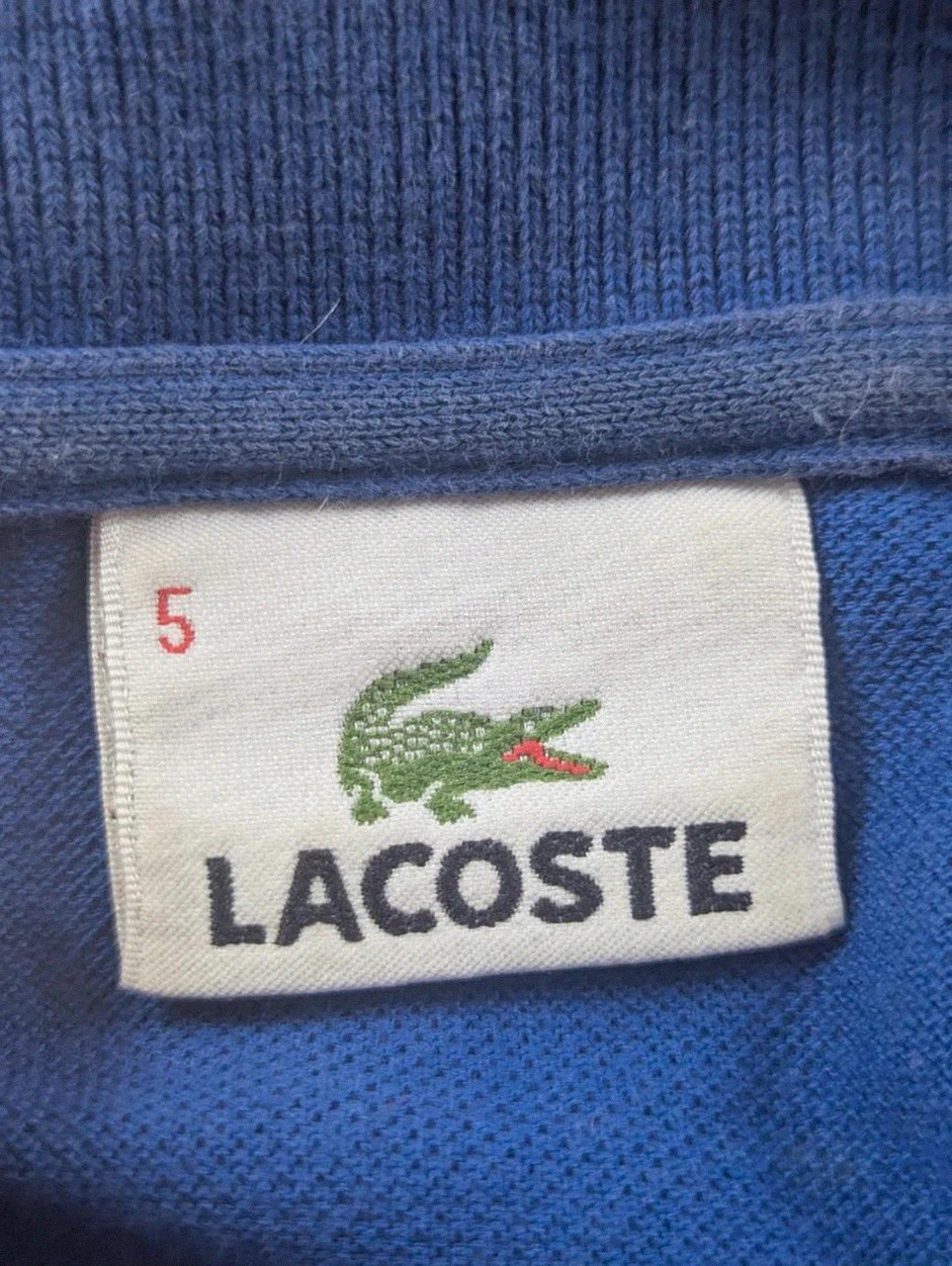 Polo Lacoste bleu vintage coton piqué crocodile brodé taille 5 Xl – Lacoste – taille XL 5