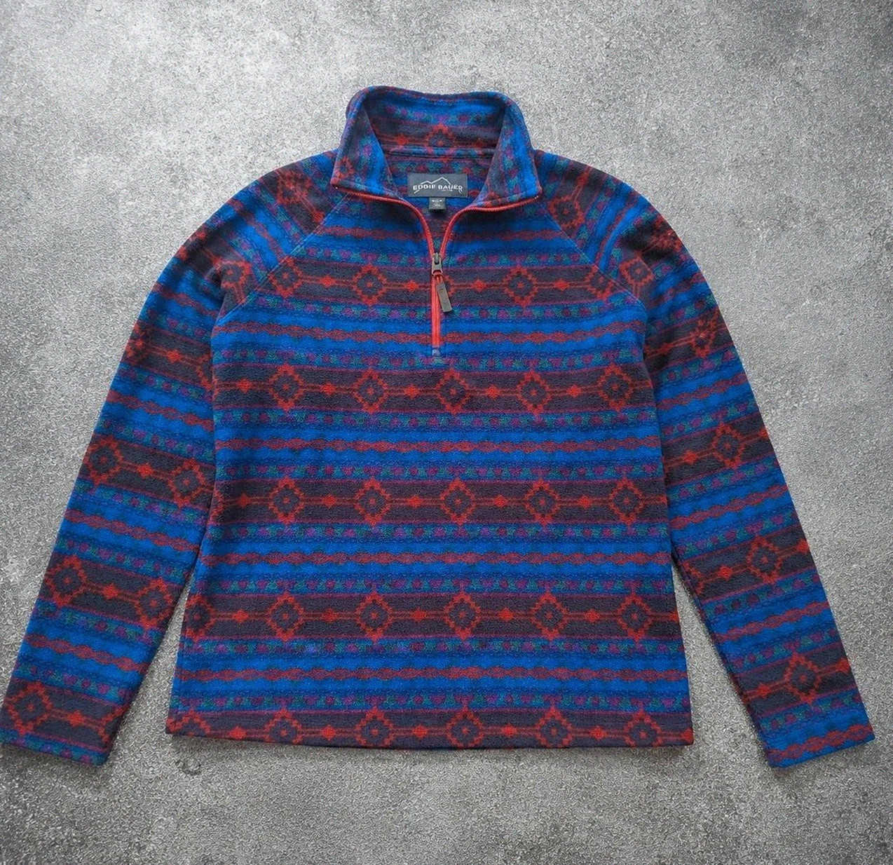 Eddie Bauer polaire fine vintage motifs aztec crazy fleece outdoor gorpcore femme S