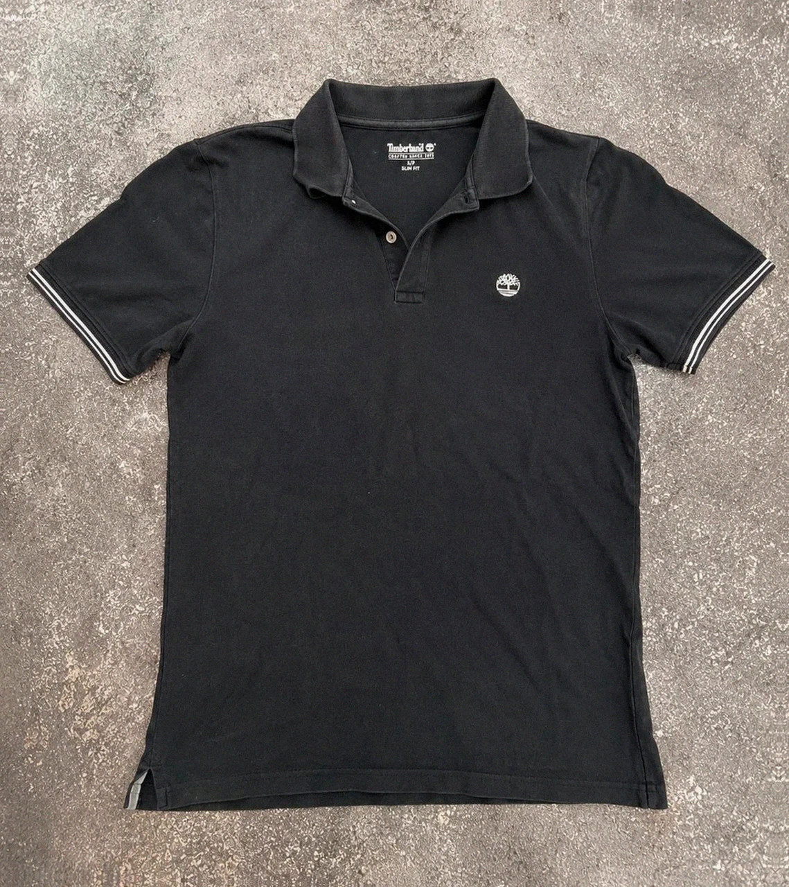 Polo Timberland noir slim fit manches rayées vintage S