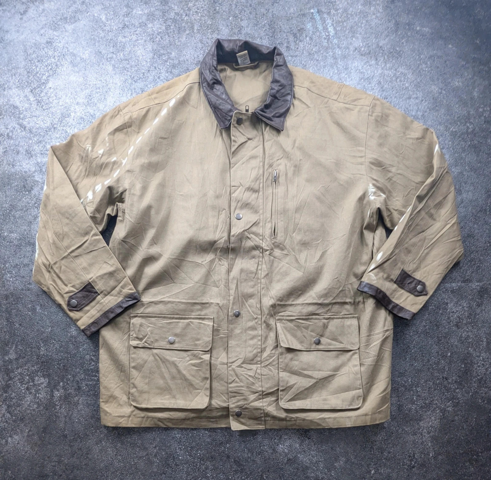Veste Workwear Beige XL Field Jacket Utility Canvas Col Cuir Marron 100% Coton – WORKWEAR – taille XL 2