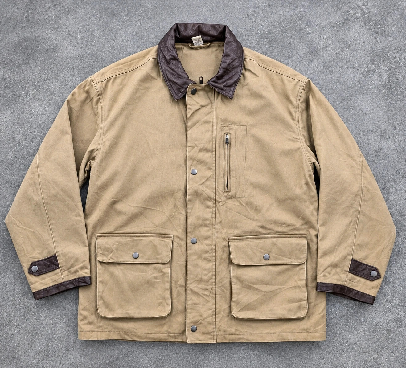 Veste Workwear Beige XL Field Jacket Utility Canvas Col Cuir Marron 100% Coton – WORKWEAR – taille XL