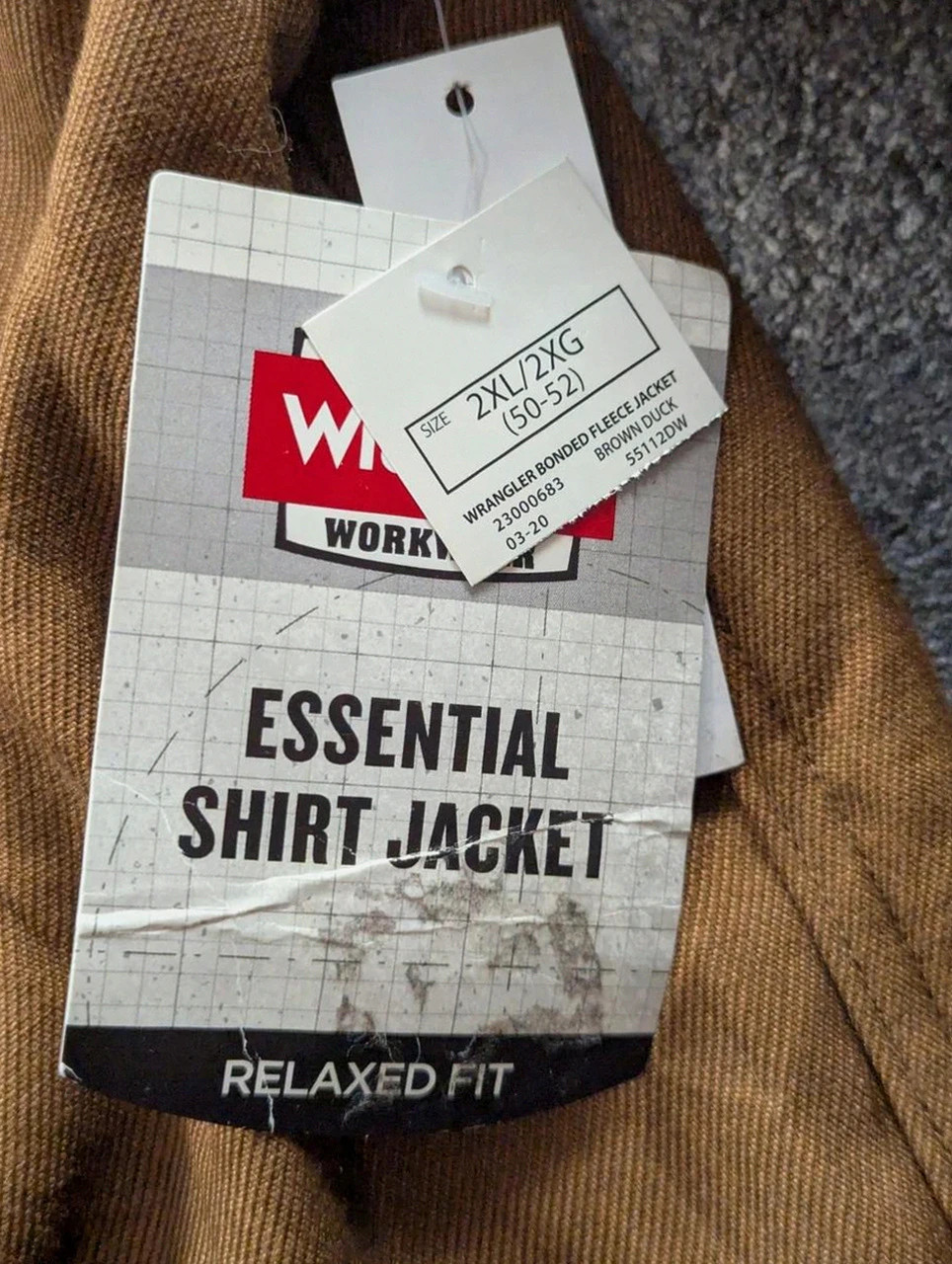 Wrangler Workwear Essential Shirt Jacket 2XL Brown Duck Polaire Capuche Neuve – Wrangler – taille XXL 3