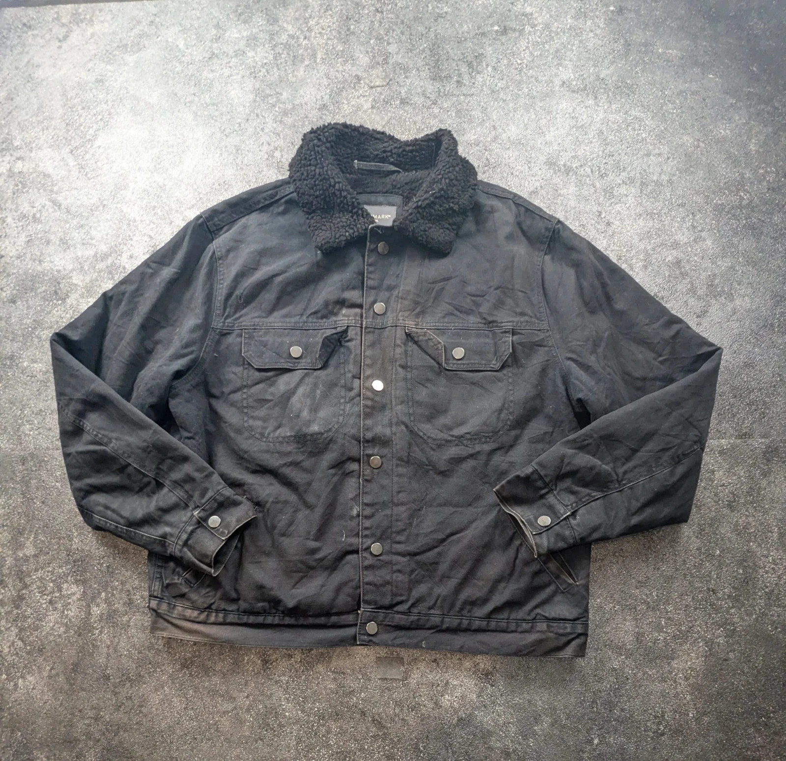 Veste workwear Primark XL L noire doublée sherpa – Trucker Jacket patinée – WORKWEAR – taille XL 2