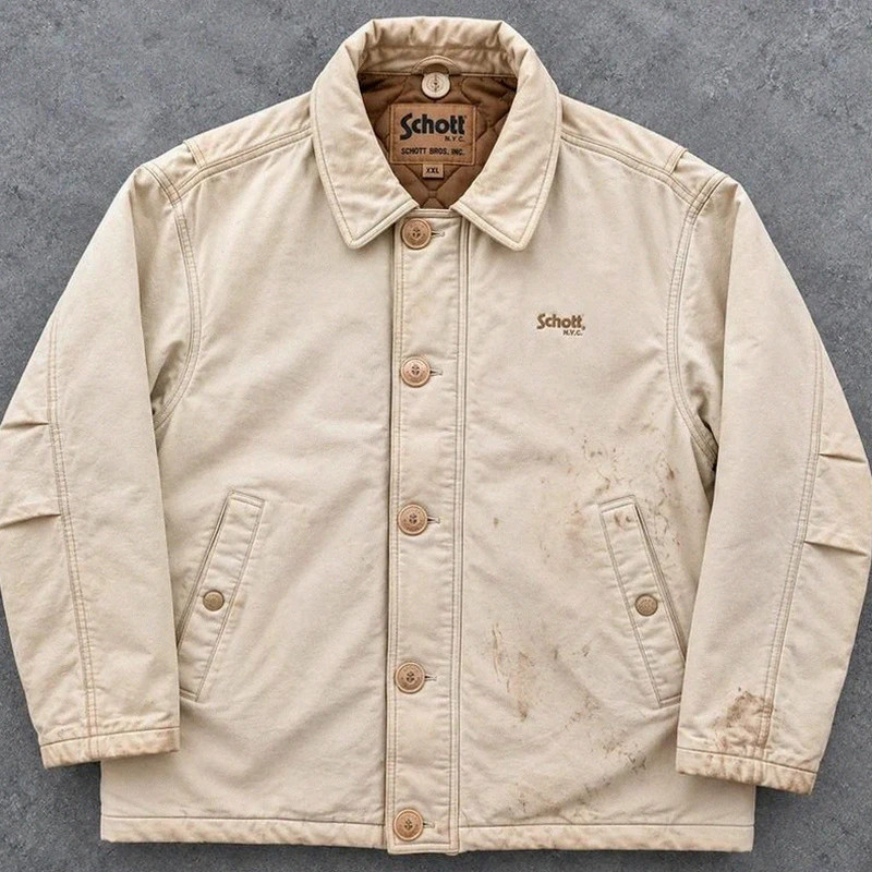 Schott NYC veste workwear vintage XXL canvas Hollofil II patinée utility jacket