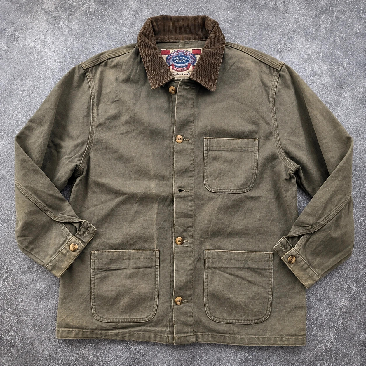 Veste Workwear Ober Silver Work M Chore Jacket Canvas col velours kaki vintage – Ober – taille M