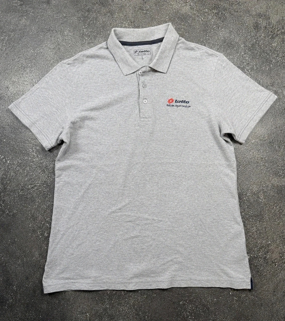 Polo Lotto italian sport design gris chiné vintage Y2K tennis football casual brodé Taille L